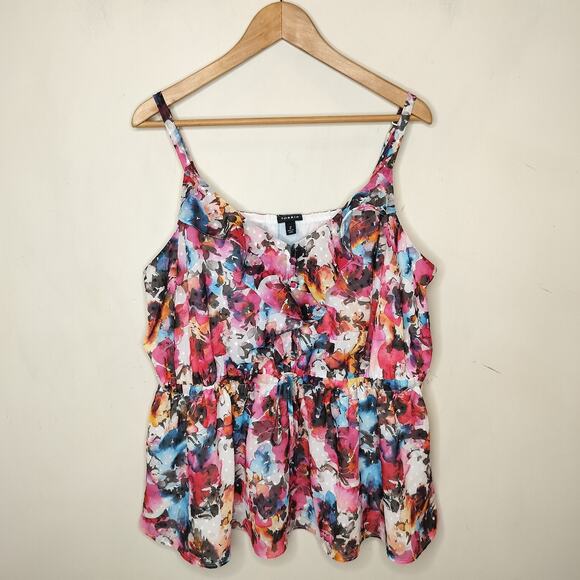 Torrid Clipdot Floral Chiffon Ruffled Tank Top - Picture 1 of 8